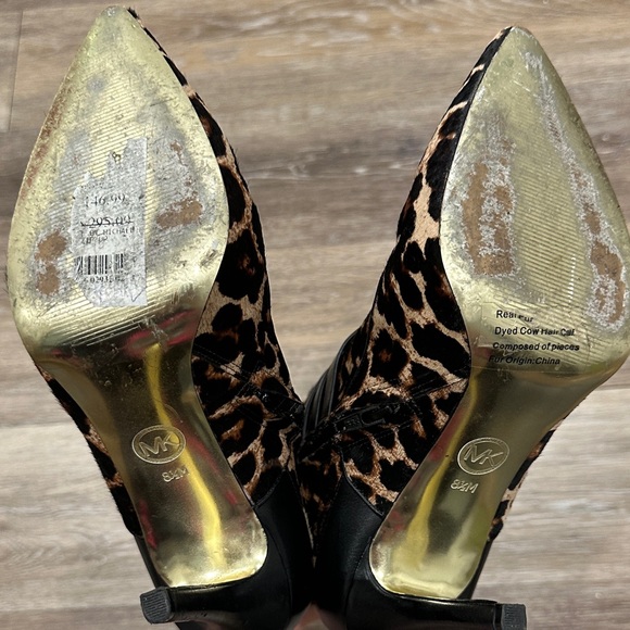 Michael Kors Leopard Heeled Boots with Black Straps - Picture 15 of 16